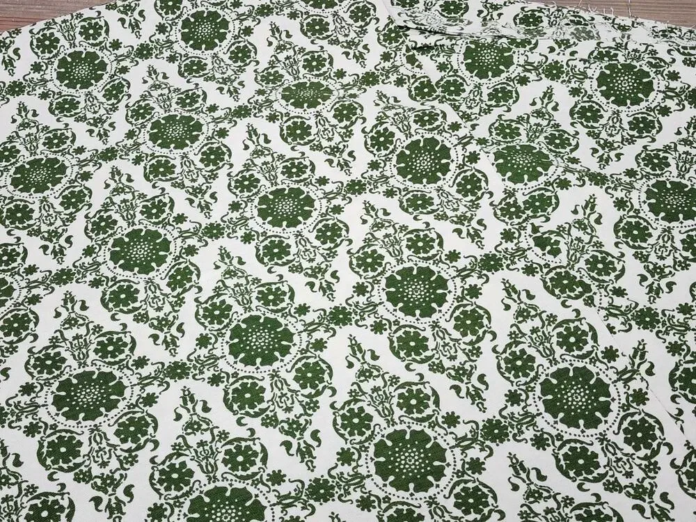 Vintage Floral Green Print Material 2 Yards